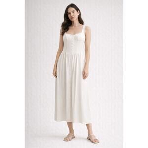 Rumored Antoinette White Midi Dress – Cream XS - Bridal